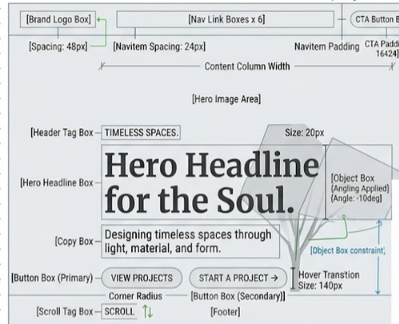 Wireframes for Architecture Studio Website